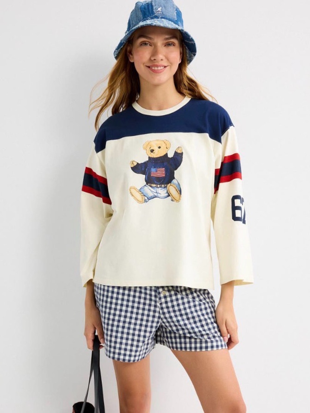 Polo Ralph Lauren Cream & Navy Bear Graphic Pullover shirt long sleeve jersey S